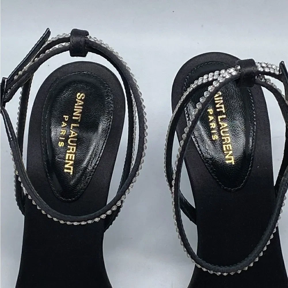 SAINT LAURENT Gippy 90 Crystal Embellished Sandals